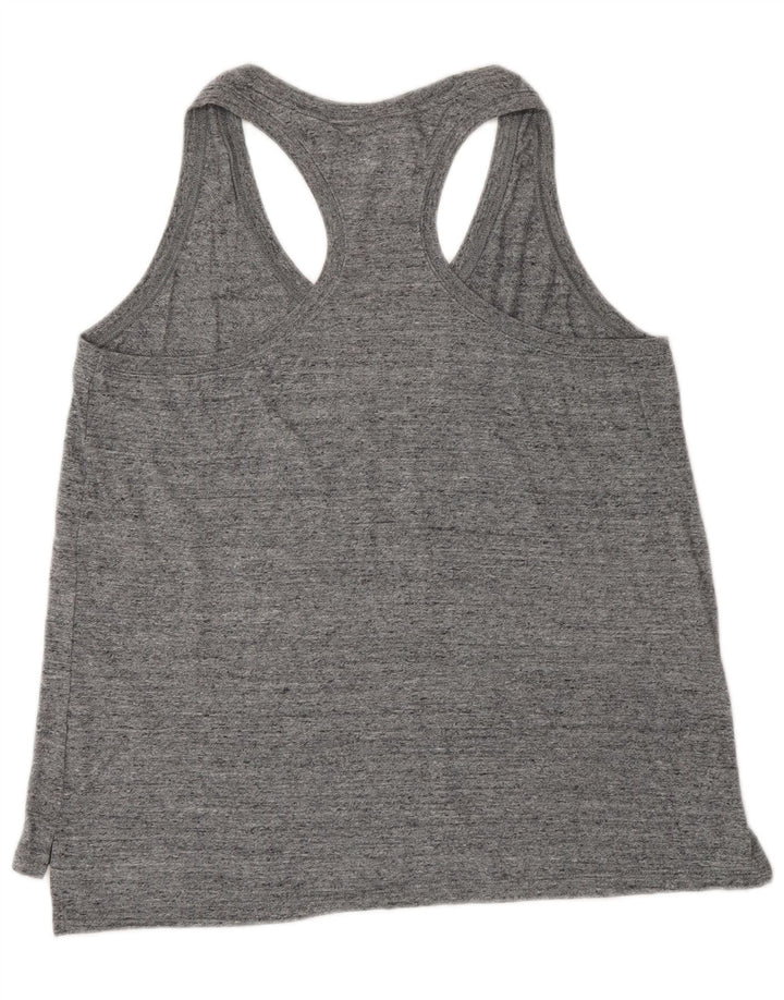 NIKE Womens Vest Top UK 14 Large Grey Flecked Cotton