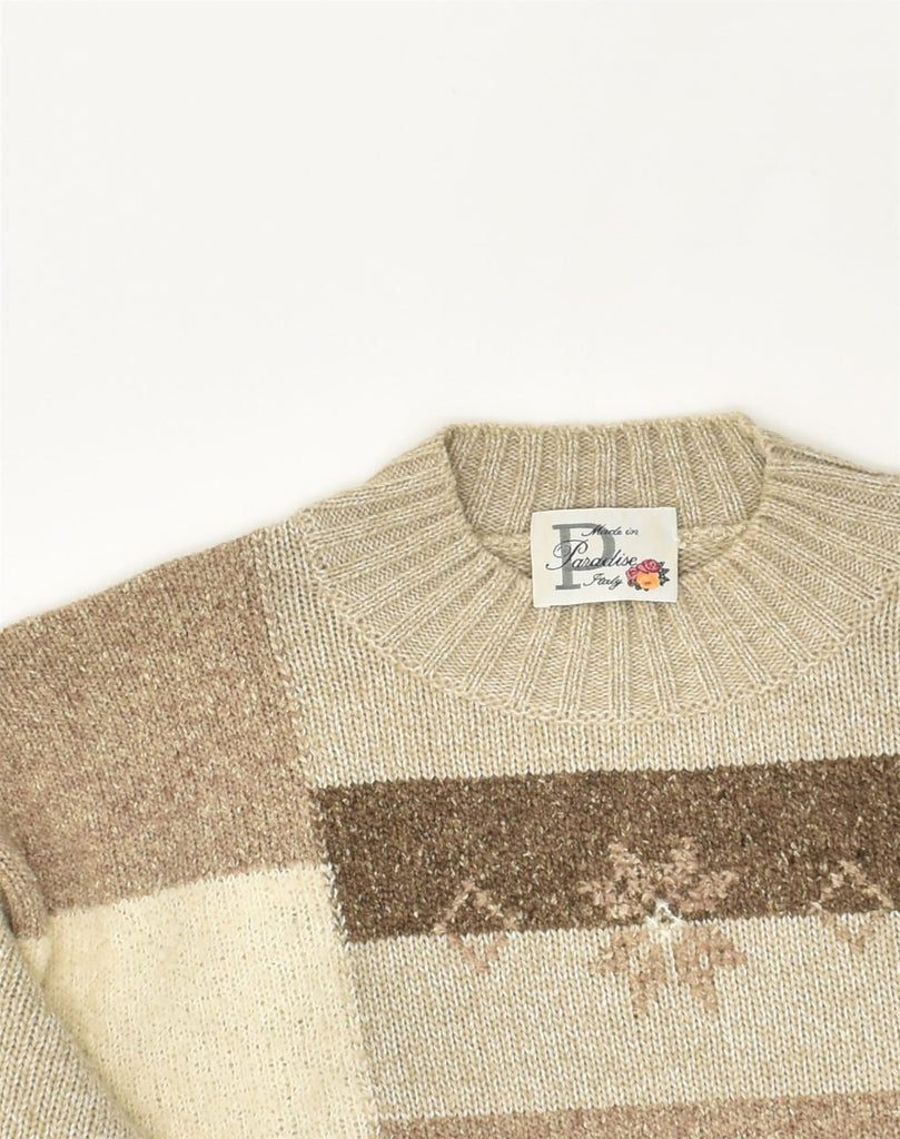 VINTAGE Womens Crew Neck Jumper Sweater UK 18 XL Brown Colourblock | Vintage Vintage | Thrift | Second-Hand Vintage | Used Clothing | Messina Hembry 