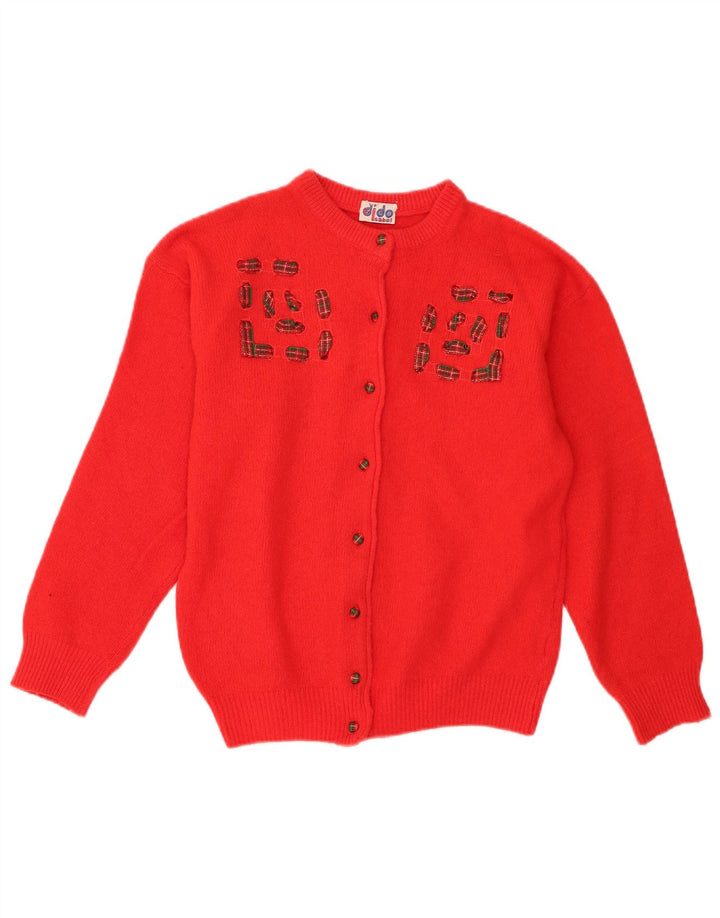 Vintage Womens Cardigan Sweater UK 14 Medium Red Wool