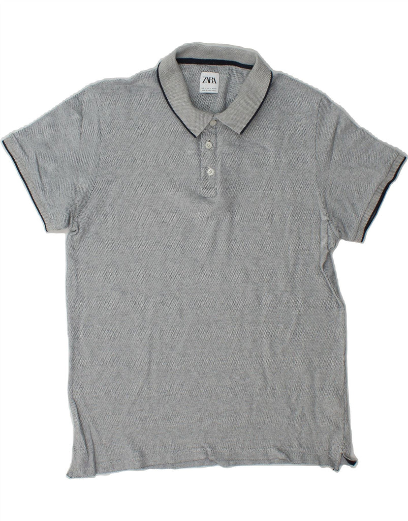 ZARA Mens Polo Shirt Large Grey Cotton Vintage Zara and Second-Hand Zara from Messina Hembry 