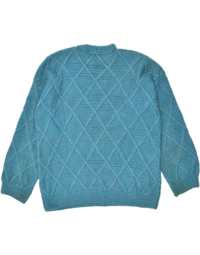 VINTAGE Womens Crew Neck Jumper Sweater UK 18 XL Turquoise Argyle/Diamond | Vintage Vintage | Thrift | Second-Hand Vintage | Used Clothing | Messina Hembry 