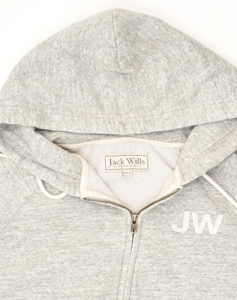 JACK WILLS Womens Zip Hoodie Sweater UK 12 Medium Grey Cotton | Vintage Jack Wills | Thrift | Second-Hand Jack Wills | Used Clothing | Messina Hembry 