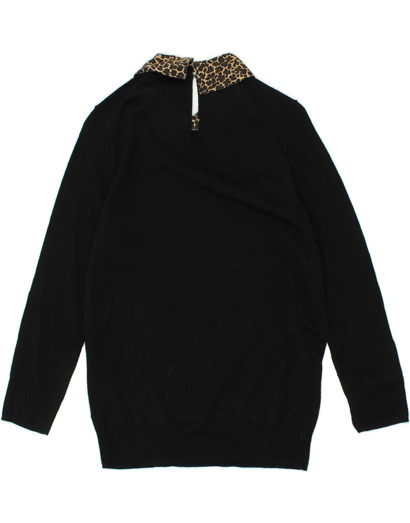 J. CREW Womens Polo Neck Jumper Sweater UK 10 Small Black Animal Print | Vintage J. Crew | Thrift | Second-Hand J. Crew | Used Clothing | Messina Hembry 
