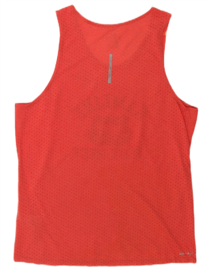 Nike Womens Dri Fit Graphic Vest Top UK 14 Medium Red Polyester Sports