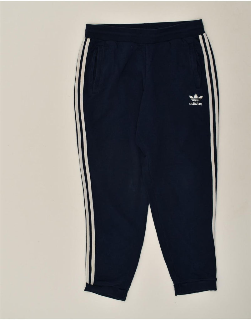 ADIDAS Mens Tracksuit Trousers Joggers Medium Navy Blue Cotton | Vintage Adidas | Thrift | Second-Hand Adidas | Used Clothing | Messina Hembry 