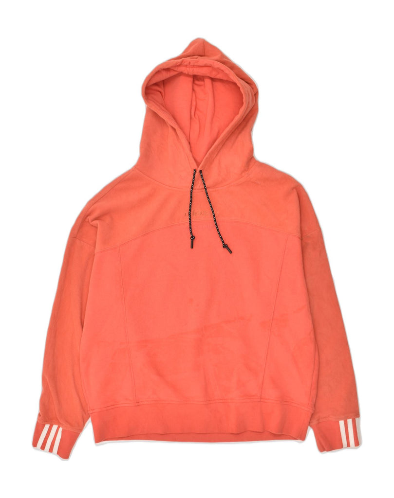 ADIDAS Womens Oversized Graphic Hoodie Jumper UK 10 Small Orange Cotton | Vintage Adidas | Thrift | Second-Hand Adidas | Used Clothing | Messina Hembry 