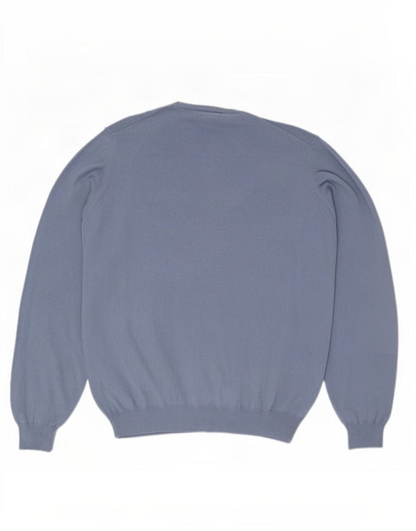 Trussardi Jeans Mens Graphic Crew Neck Jumper Sweater Medium Blue Cotton