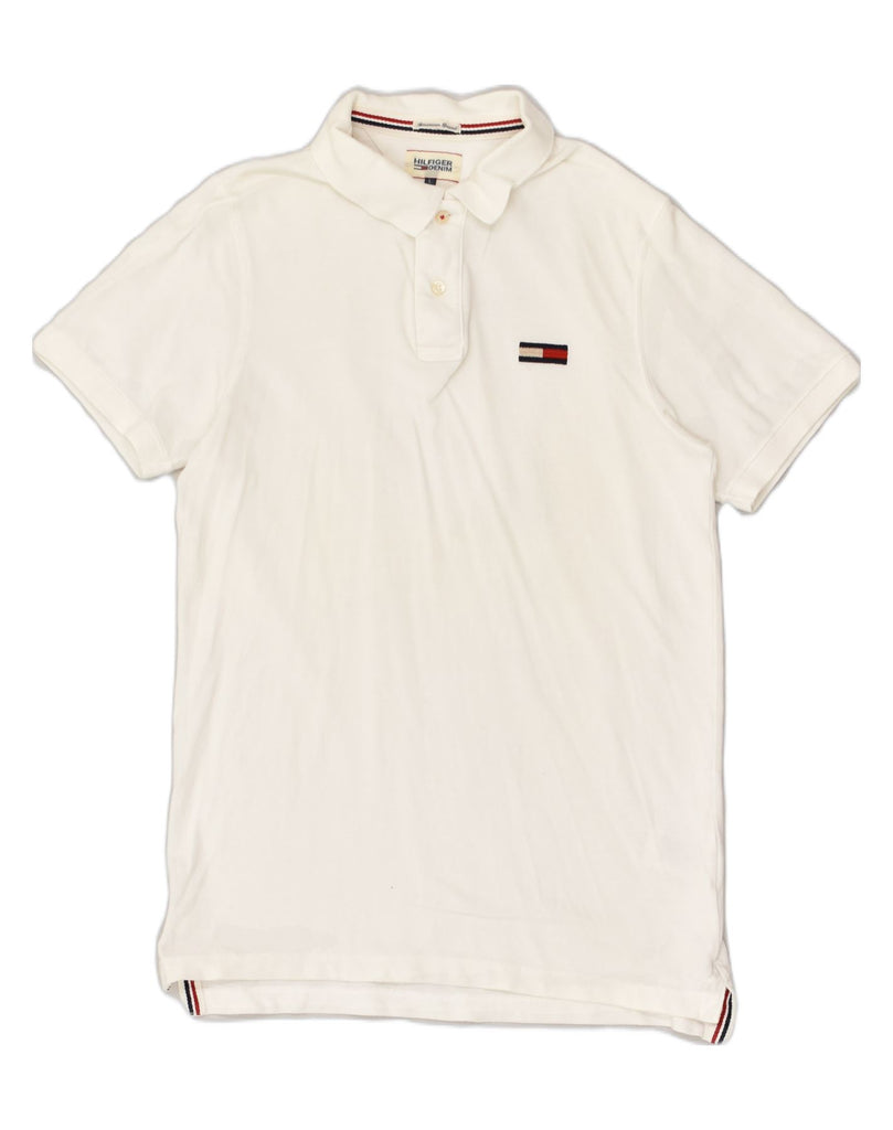 TOMMY HILFIGER Mens Polo Shirt Large White Cotton | Vintage Tommy Hilfiger | Thrift | Second-Hand Tommy Hilfiger | Used Clothing | Messina Hembry 