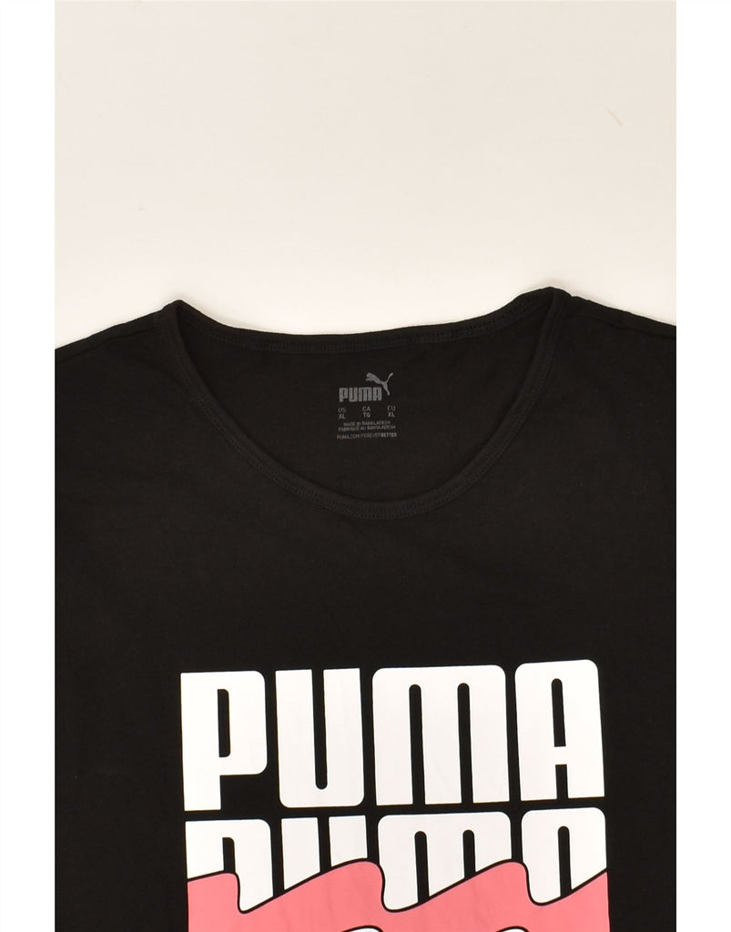 PUMA Womens Graphic Vest Top UK 18 XL Black Cotton | Vintage Puma | Thrift | Second-Hand Puma | Used Clothing | Messina Hembry 