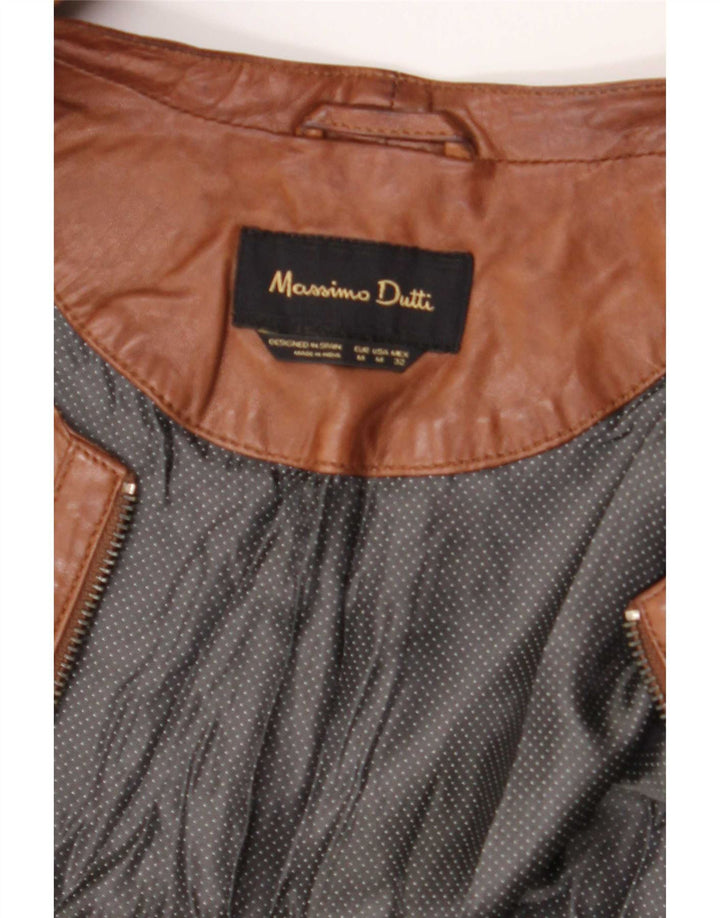 Massimo Dutti Womens Leather Jacket UK 14 Medium Brown