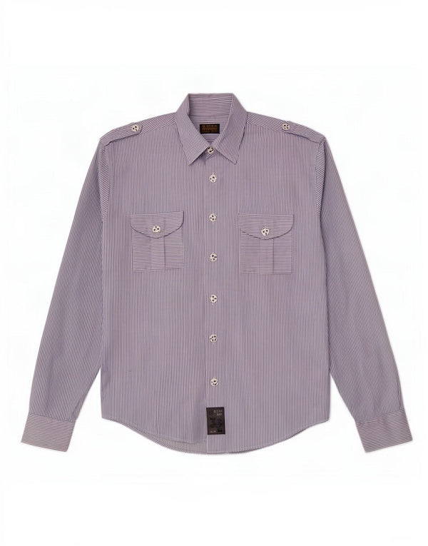G-Star Mens Military Shirt Medium Blue Pinstripe Cotton