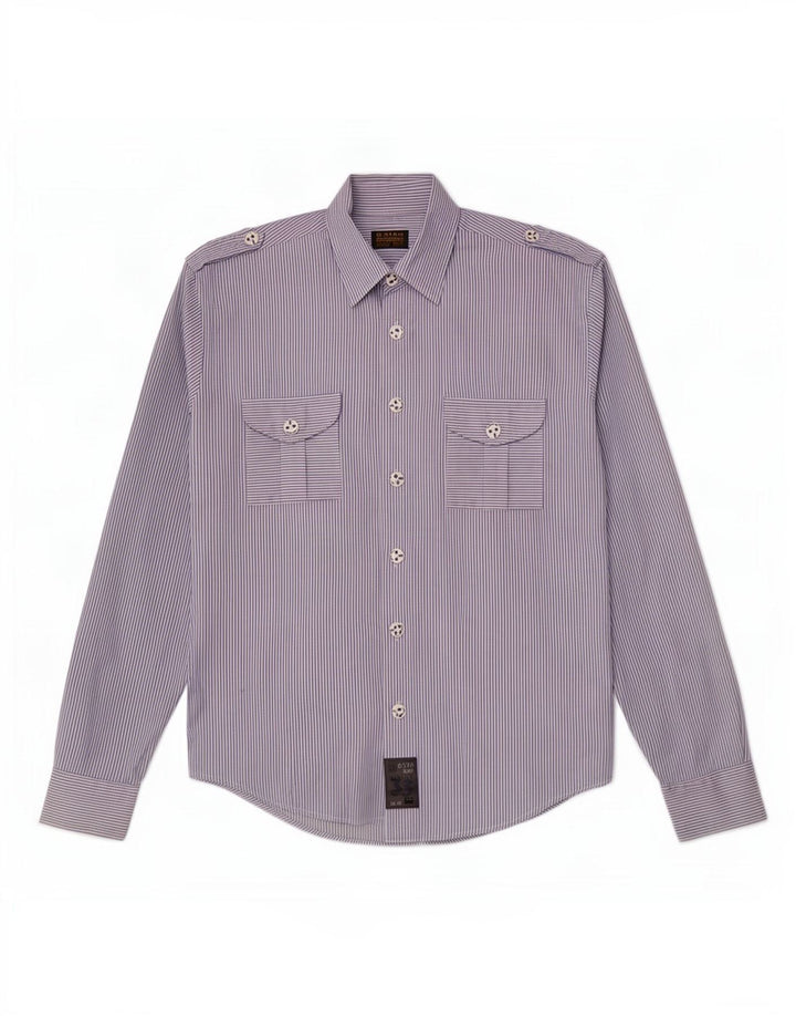 G-Star Mens Military Shirt Medium Blue Pinstripe Cotton