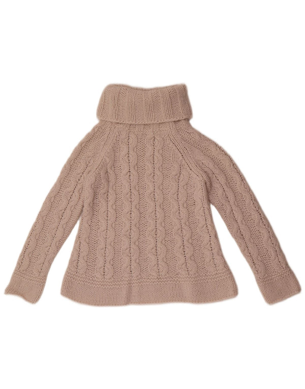 Marks & Spencer Womens Roll Neck Jumper Sweater UK 10 Small Beige Acrylic