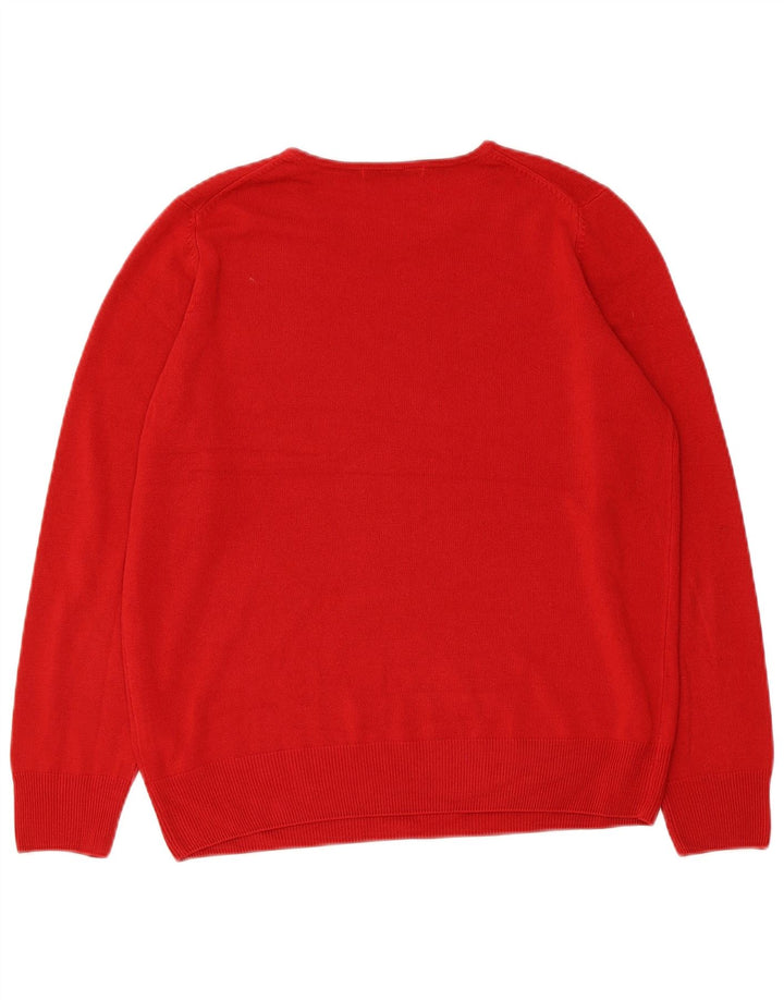 Marks & Spencer Womens Crew Neck Jumper Sweater UK 14 Medium Red Acrylic