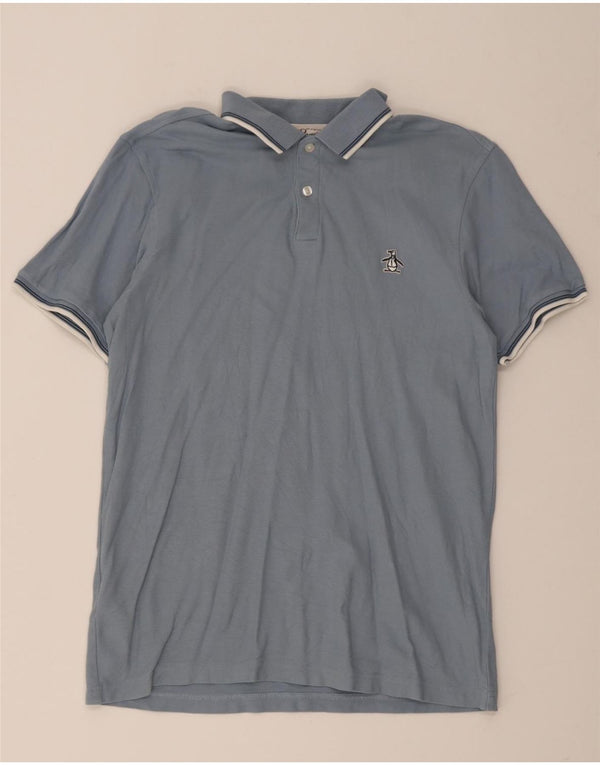 PENGUIN Mens Polo Shirt Medium Blue Cotton