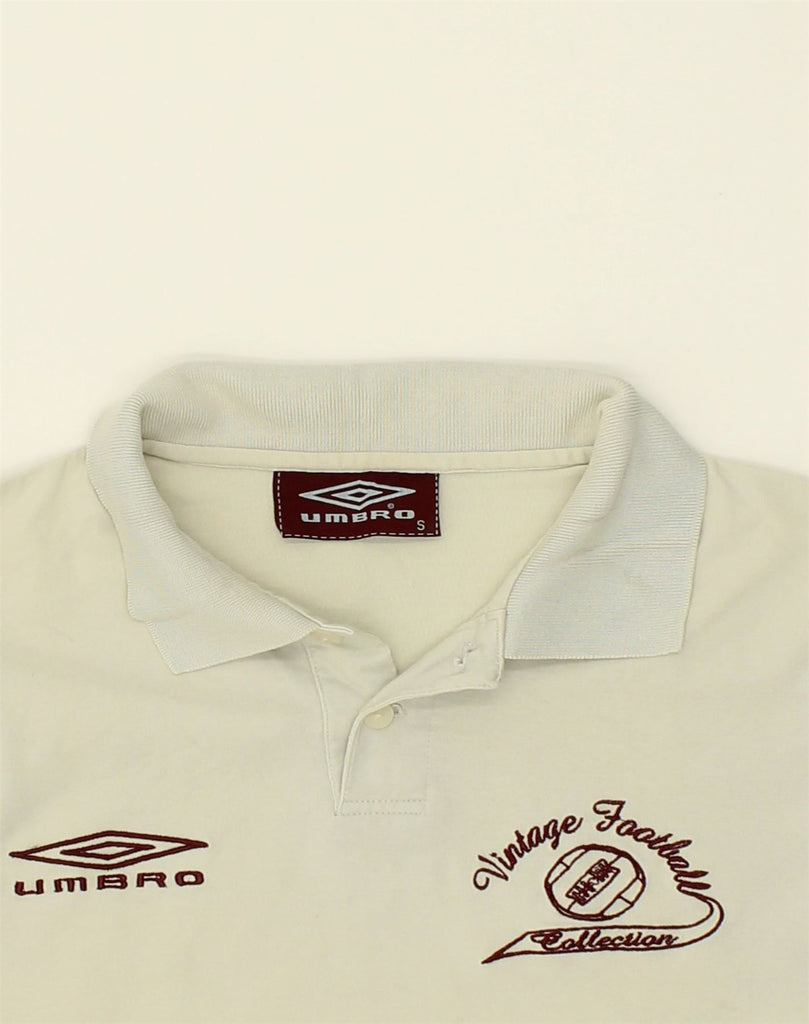 UMBRO Boys Polo Shirt 8-9 Years Small Beige Cotton | Vintage Umbro | Thrift | Second-Hand Umbro | Used Clothing | Messina Hembry 