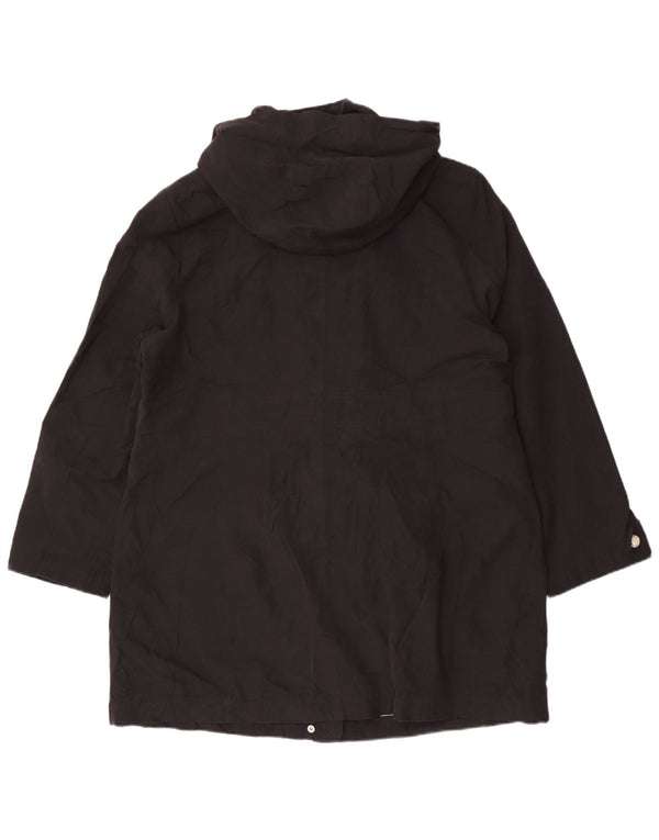 Dkny Womens Hooded Raincoat UK 18 XL Black Polyester