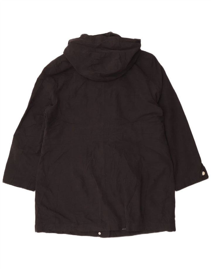 Dkny Womens Hooded Raincoat UK 18 XL Black Polyester