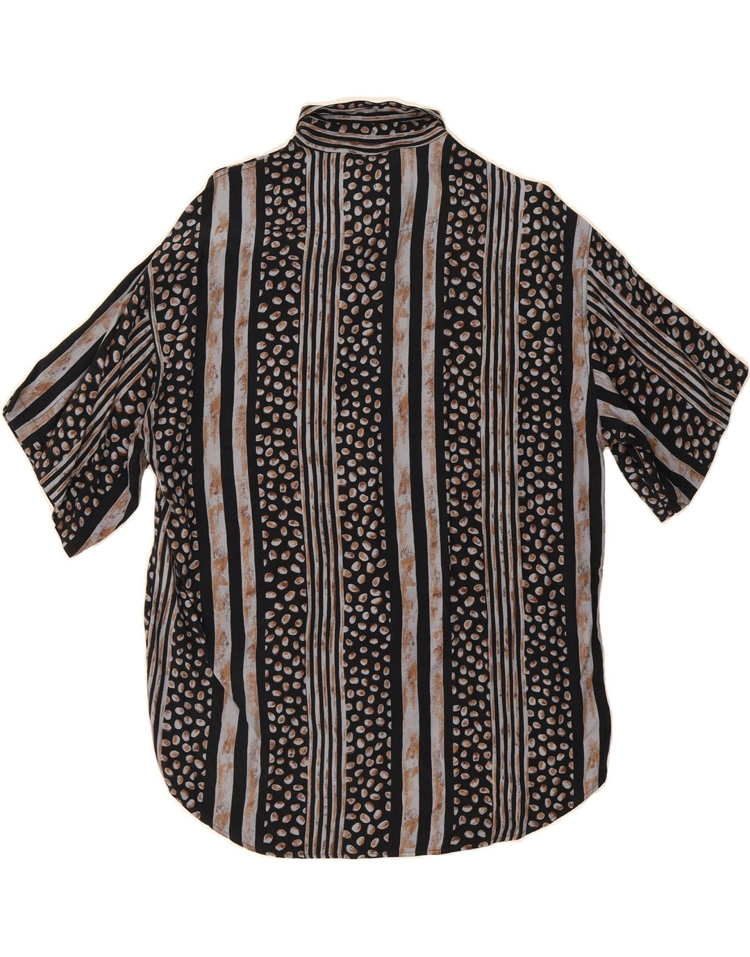 KANTAROS Mens Short Sleeve Shirt Medium Black Striped Vintage Kantaros and Second-Hand Kantaros from Messina Hembry 