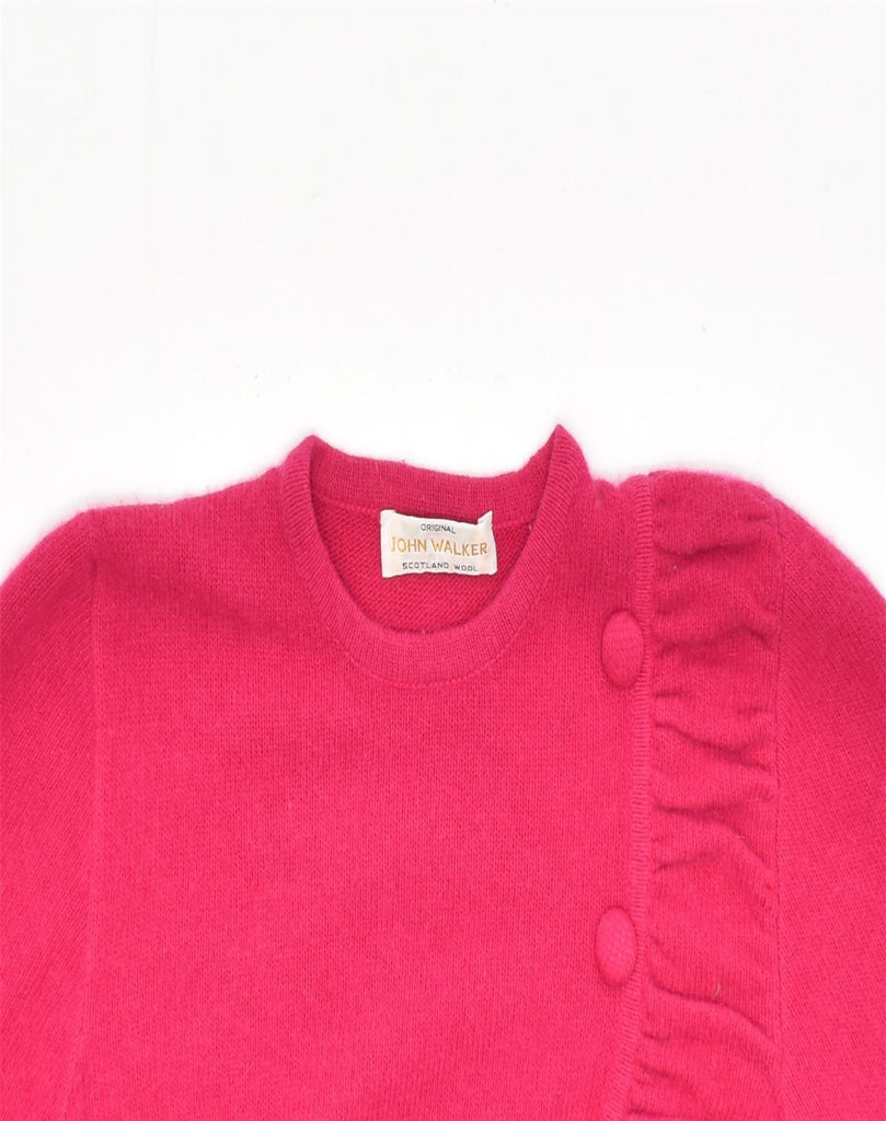 JOHN WALKER Womens Ruffle Front Crew Neck Jumper Sweater UK 10 Small Pink | Vintage | Thrift | Second-Hand | Used Clothing | Messina Hembry 