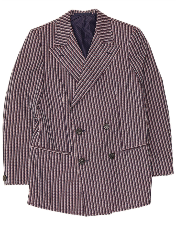 Vintage Womens Double Breasted Blazer Jacket EU 44 XL Navy Blue Striped