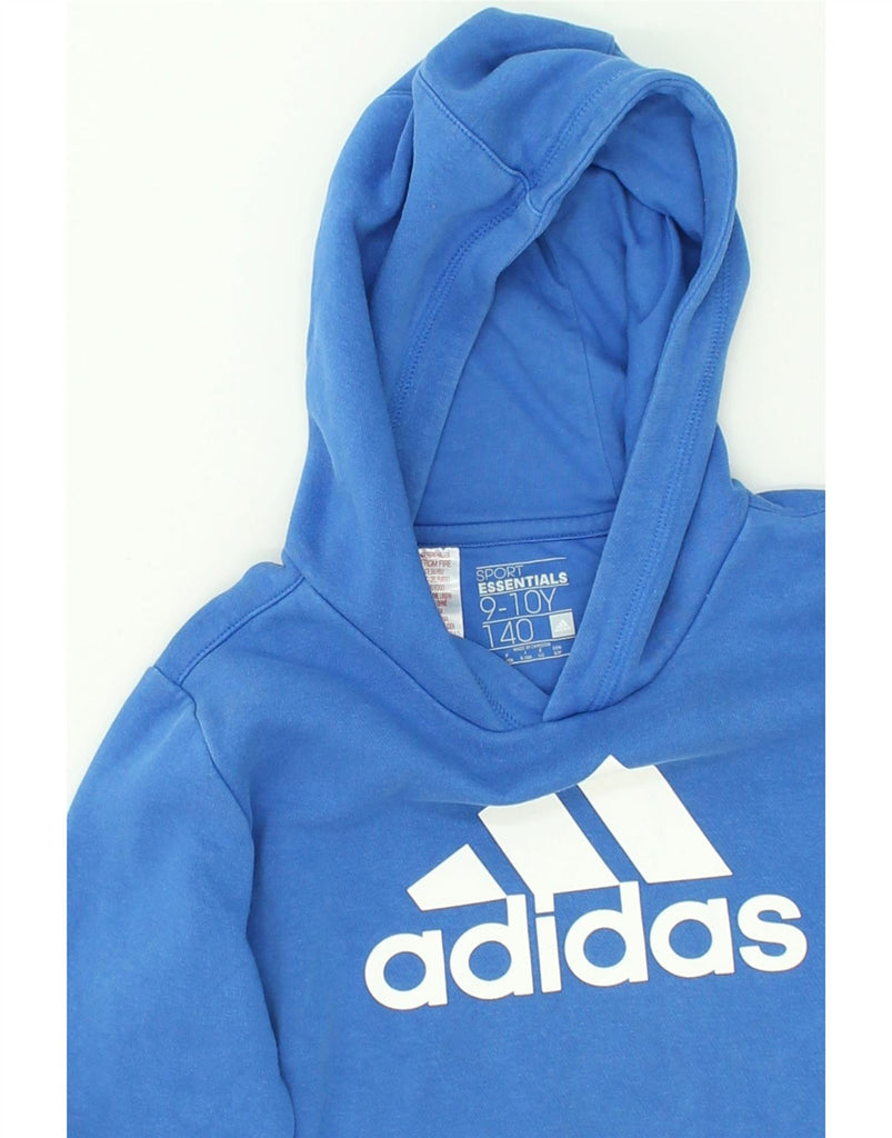 ADIDAS Boys Graphic Hoodie Jumper 9-10 Years Blue Cotton | Vintage Adidas | Thrift | Second-Hand Adidas | Used Clothing | Messina Hembry 