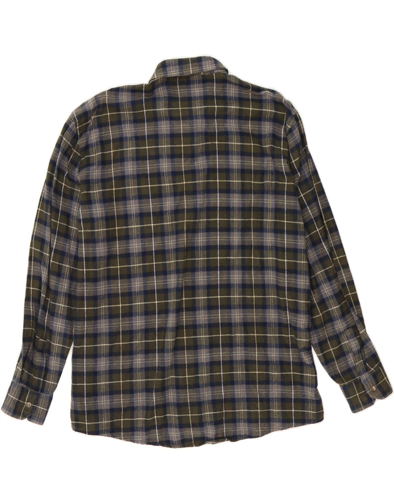 EUROPEAN PROJECT Mens Flannel Shirt XL Khaki Check Cotton Vintage European Project and Second-Hand European Project from Messina Hembry 