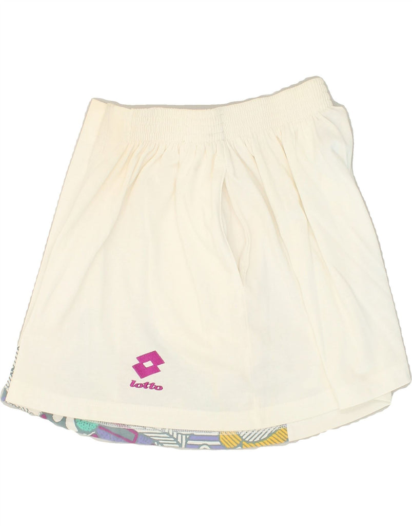 LOTTO Womens Graphic Tennis Skirt Large W32 White Polyester | Vintage Lotto | Thrift | Second-Hand Lotto | Used Clothing | Messina Hembry 