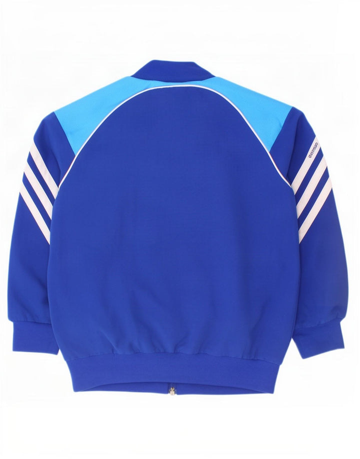 Adidas Boys Tracksuit Top Jacket 2-3 Years Blue Colourblock Polyester