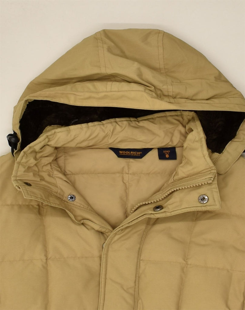 WOOLRICH Womens Hooded Padded Coat UK 8 Small Beige Nylon | Vintage Woolrich | Thrift | Second-Hand Woolrich | Used Clothing | Messina Hembry 