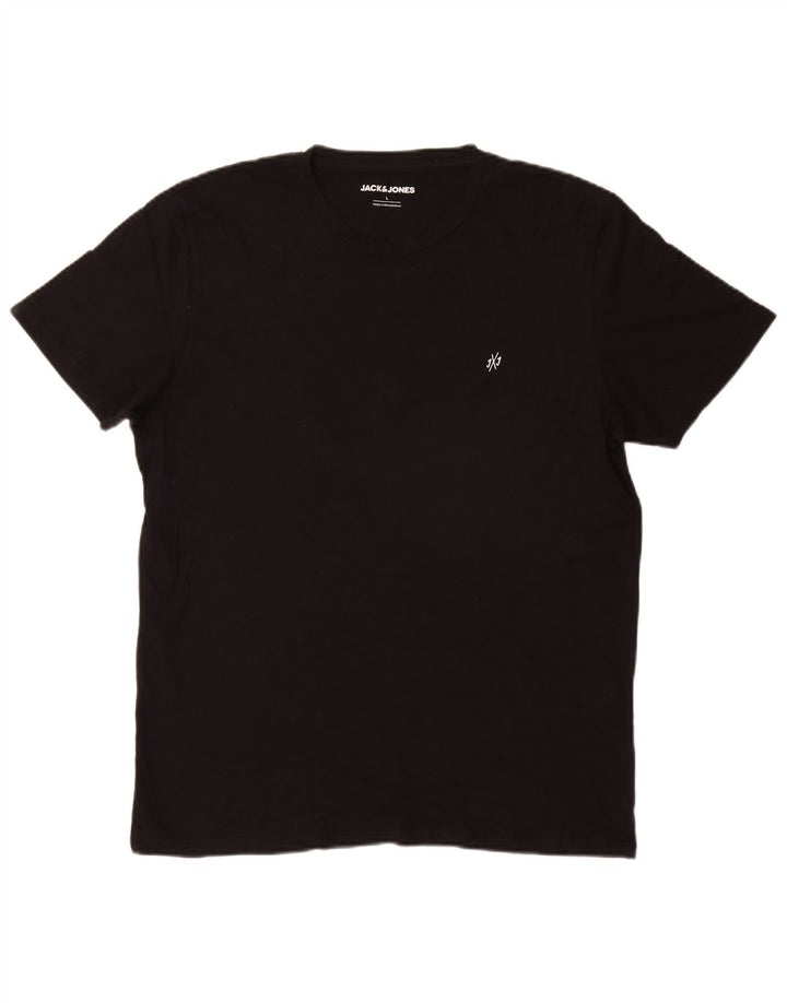 Jack & Jones Mens T-Shirt Top Large Black Cotton