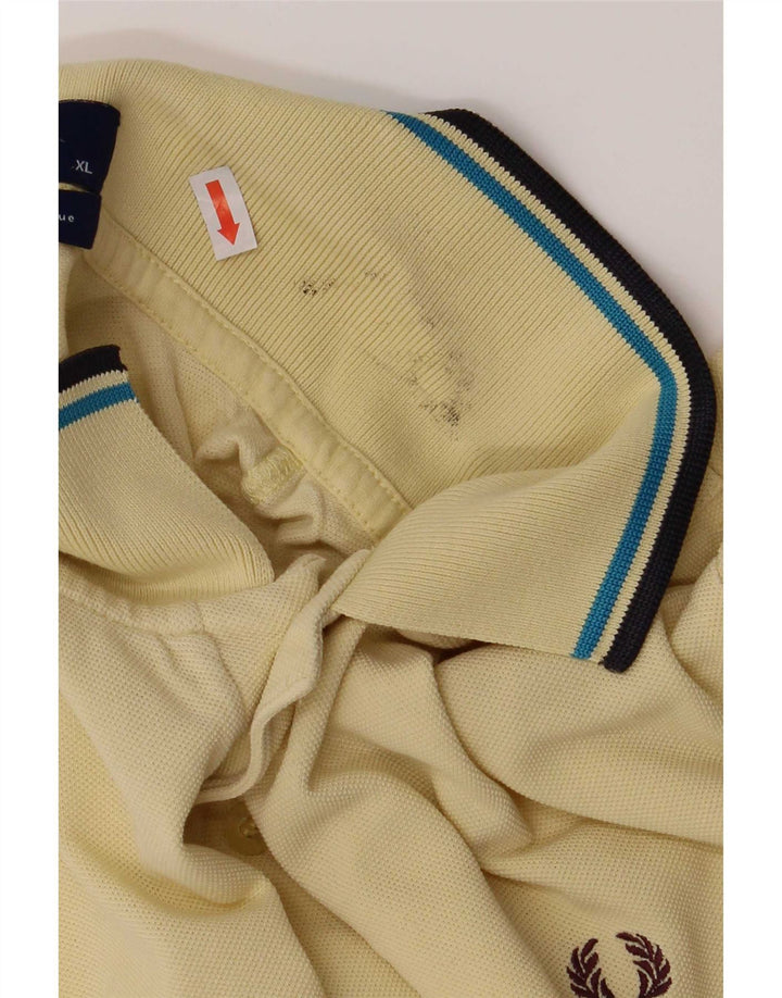 Fred Perry Mens Polo Shirt XL Yellow Striped Cotton