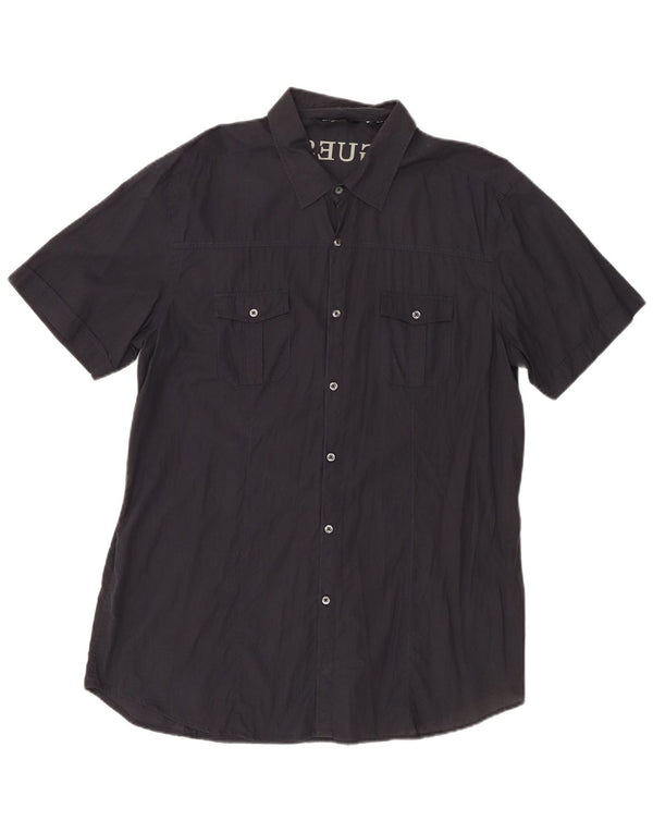 Guess By Marciano Mens Tall Graphic Short Sleeve Shirt 2XL Black Cotton