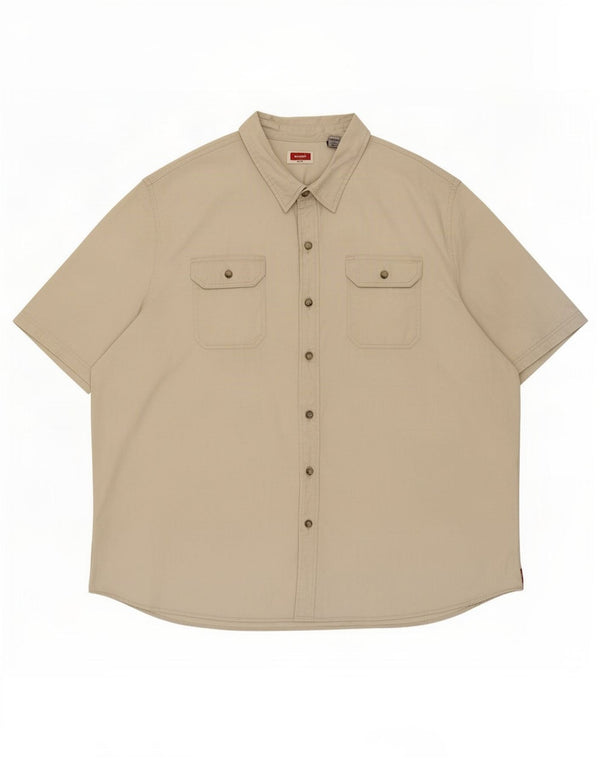 Wrangler Mens Short Sleeve Shirt 3XL Beige Cotton