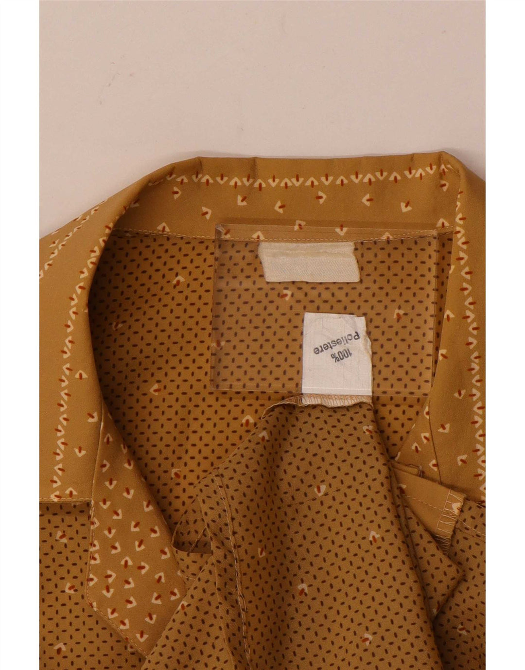 Vintage Womens Shirt Blouse UK 14 Large Brown Geometric Polyester