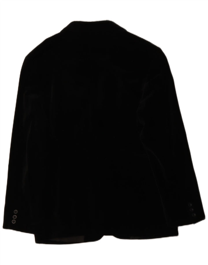 Impuls Mens 3 Button Velvet Blazer Jacket UK 40 Large Black Cotton