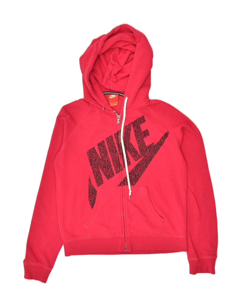 NIKE Womens Graphic Zip Hoodie Sweater UK 10 Small Pink Cotton Vintage Nike and Second-Hand Nike from Messina Hembry 