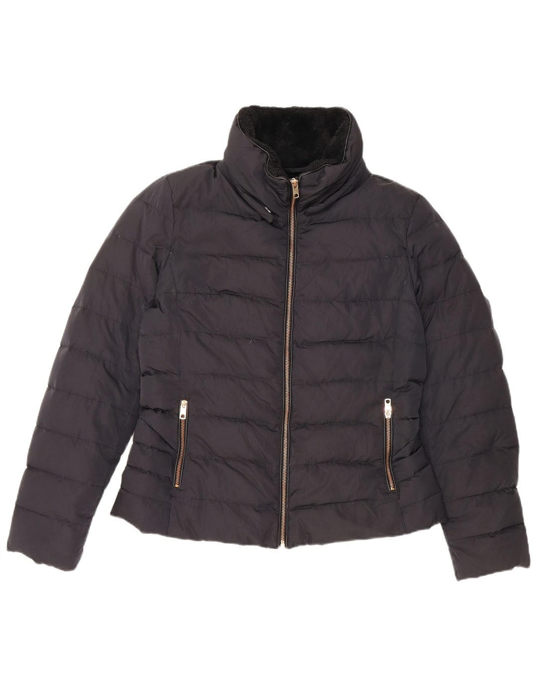 Zara Womens Padded Jacket UK 14 Large Navy Blue
