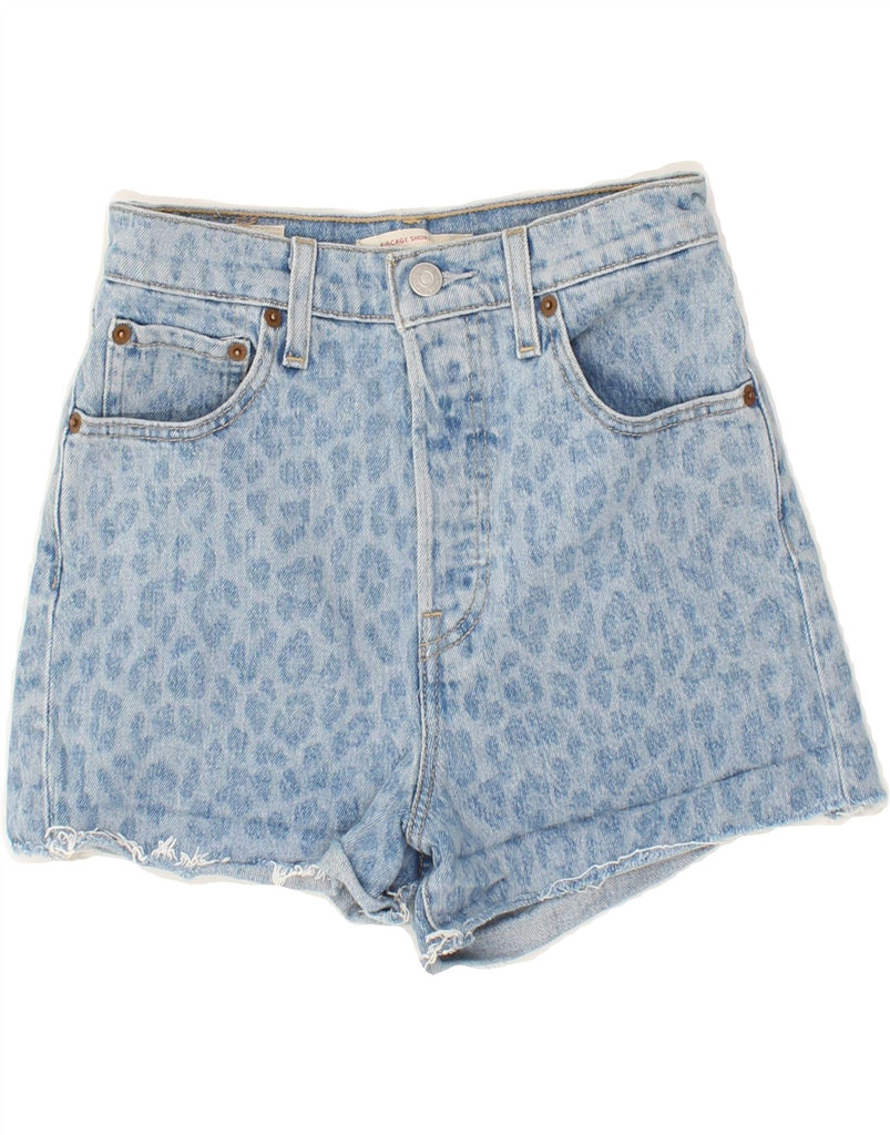 LEVI'S Womens Denim Shorts W25 XS Blue Animal Print Cotton | Vintage Levi's | Thrift | Second-Hand Levi's | Used Clothing | Messina Hembry 