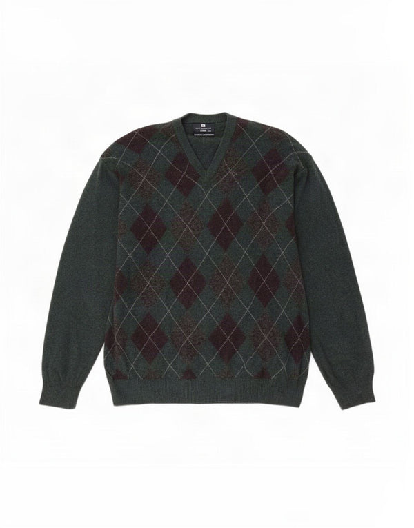 Marks & Spencer Mens Blue Harbour V-Neck Jumper Sweater 2XL Green