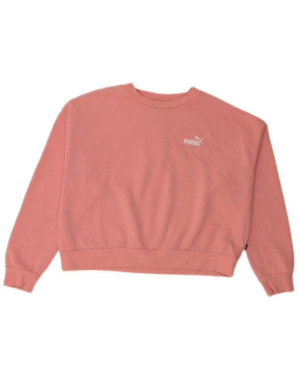 Puma Womens Crop Oversized Sweatshirt Jumper UK 16 Large Pink Cotton