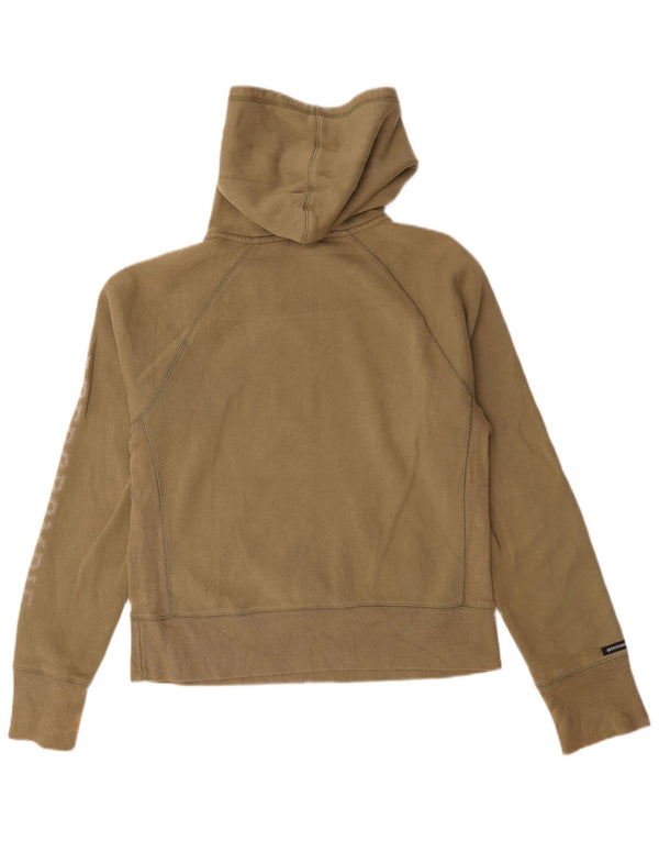 Abercrombie & Fitch Womens Graphic Hoodie Jumper UK 16 Large Khaki Cotton