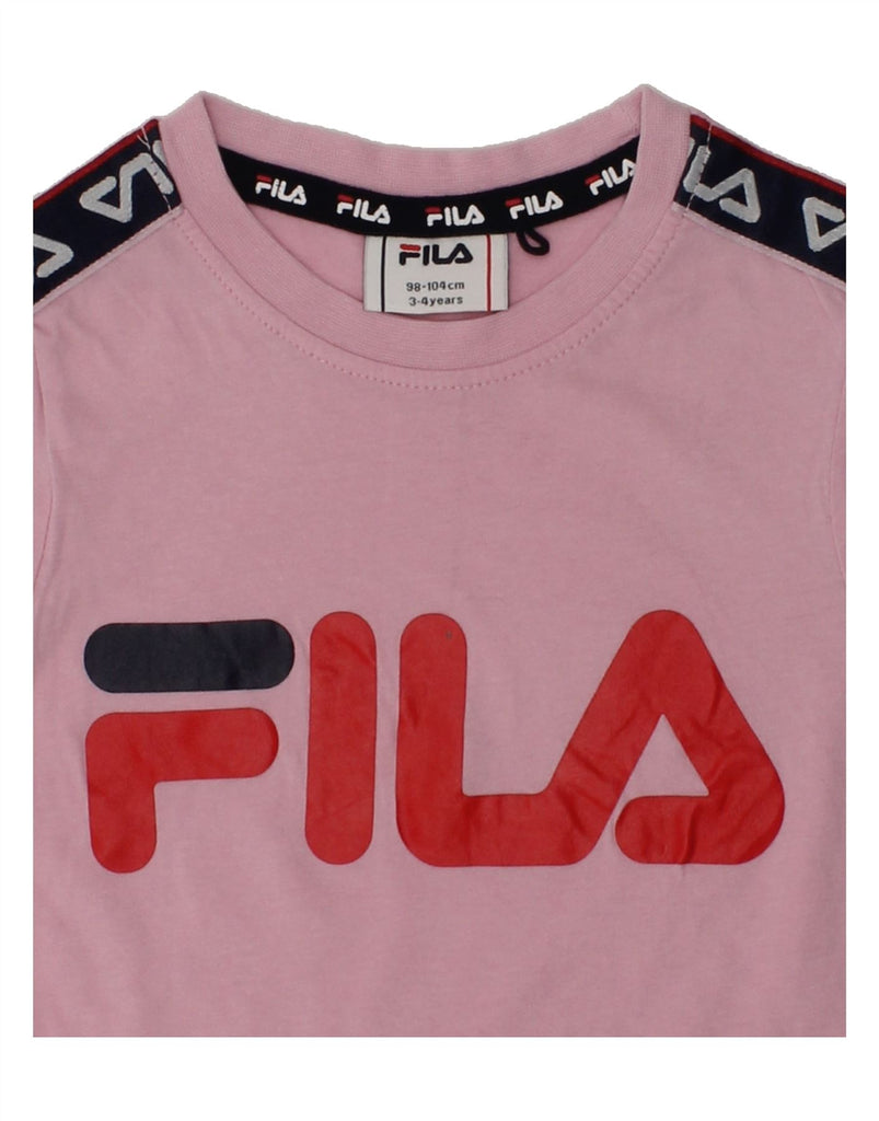 FILA Girls Graphic T-Shirt Top 3-4 Years Pink | Vintage Fila | Thrift | Second-Hand Fila | Used Clothing | Messina Hembry 