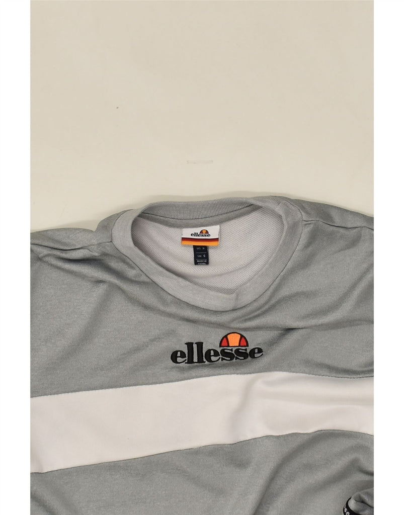 ELLESSE Mens Sweatshirt Jumper Small Grey Colourblock Polyester | Vintage Ellesse | Thrift | Second-Hand Ellesse | Used Clothing | Messina Hembry 