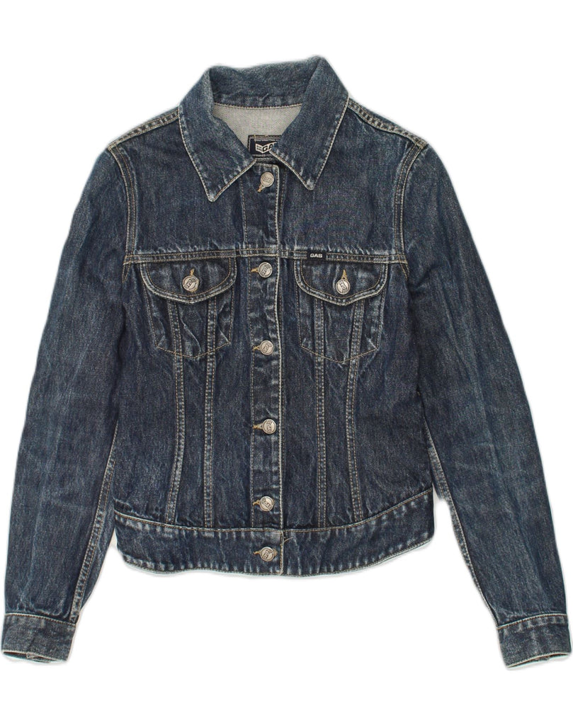 GAS Womens Denim Jacket UK 6 XS Navy Blue Cotton | Vintage Gas | Thrift | Second-Hand Gas | Used Clothing | Messina Hembry 