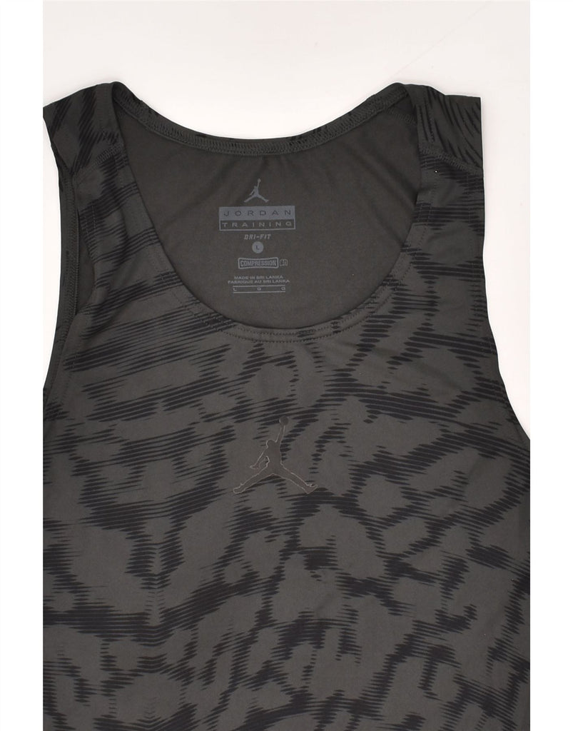 JORDAN Womens Dri Fit Abstract Pattern Graphic Vest Top UK 14 Large Grey | Vintage Jordan | Thrift | Second-Hand Jordan | Used Clothing | Messina Hembry 