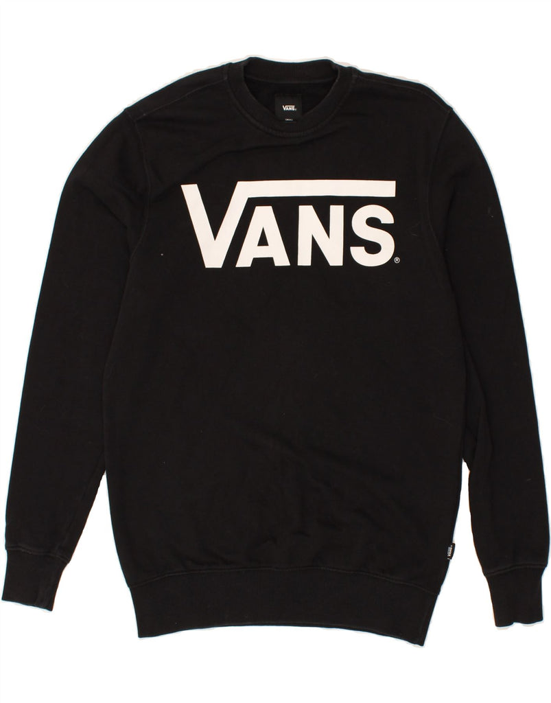 VANS Mens Graphic Sweatshirt Jumper Small Black Cotton | Vintage Vans | Thrift | Second-Hand Vans | Used Clothing | Messina Hembry 