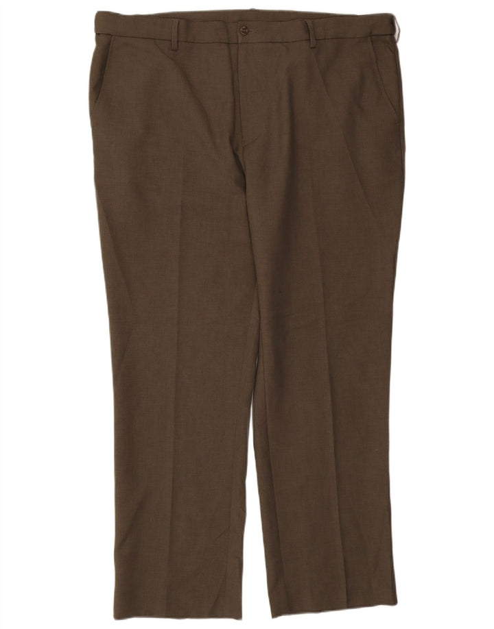 Farah Mens Straight Chino Trousers W44 L31 Khaki Polyester