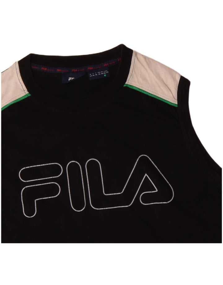 FILA Mens Graphic Vest Top XL Black Colourblock Cotton