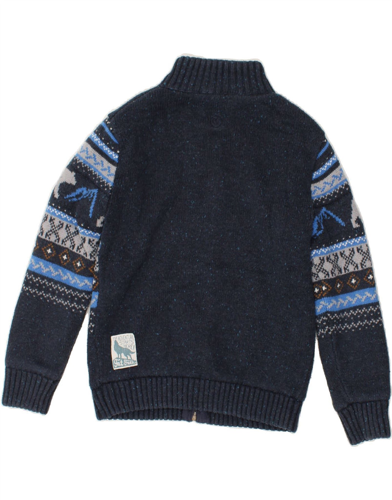 FAT FACE Boys Knit Sherpa Jacket 8-9 Years Navy Blue Fair Isle Cotton | Vintage Fat Face | Thrift | Second-Hand Fat Face | Used Clothing | Messina Hembry 